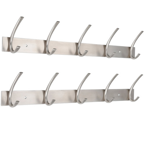 Rebrilliant Premium 5Hook Stainless Steel Coat And Hat Rack For Wall